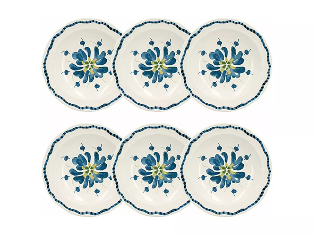 Novastyl - Lot 6 Assiettes Creuses Gardenia 21cm En Gres