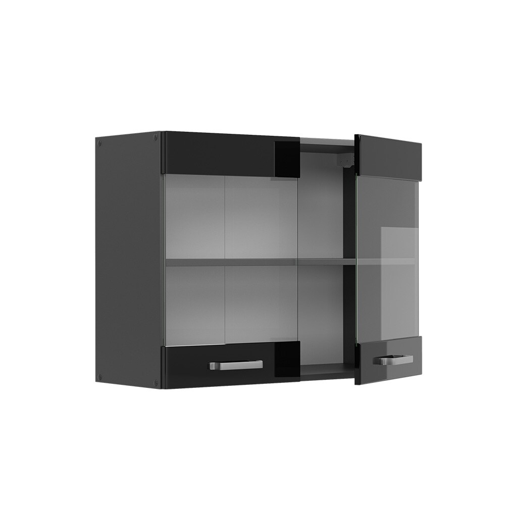 Vicco Glashängeschrank Küchenschrank R-Line Solid Anthrazit Schwarz 80 cm modern