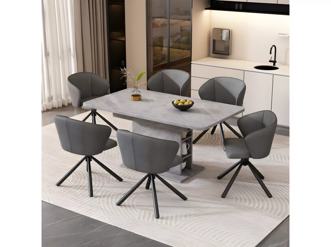 Lot de 2 Chaises pivotantes en similicuir - style moderne - Gris