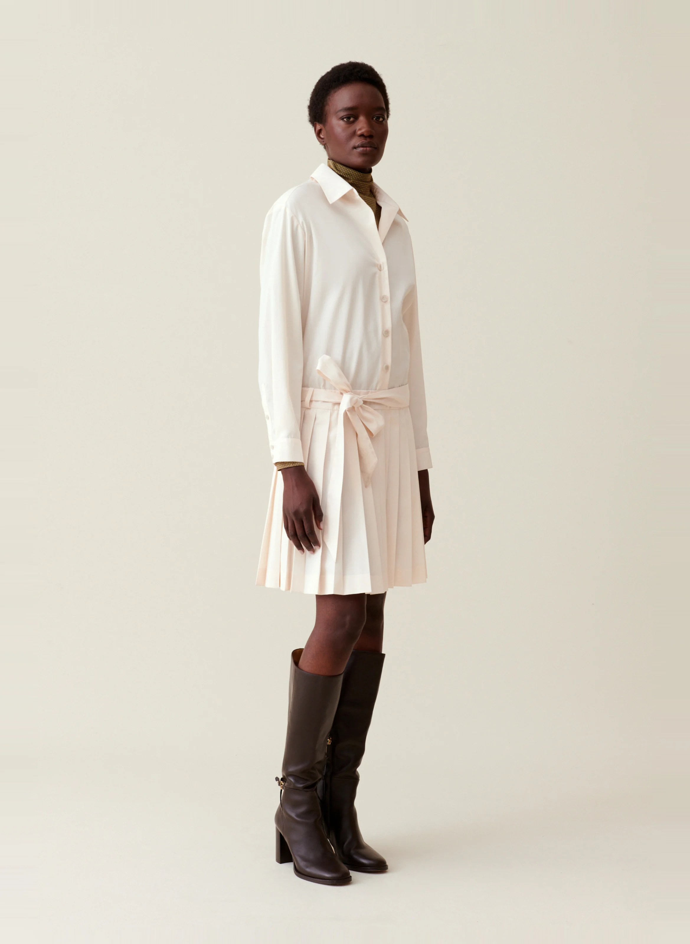 Robe chemise ceinturée boutonnée | Blanc