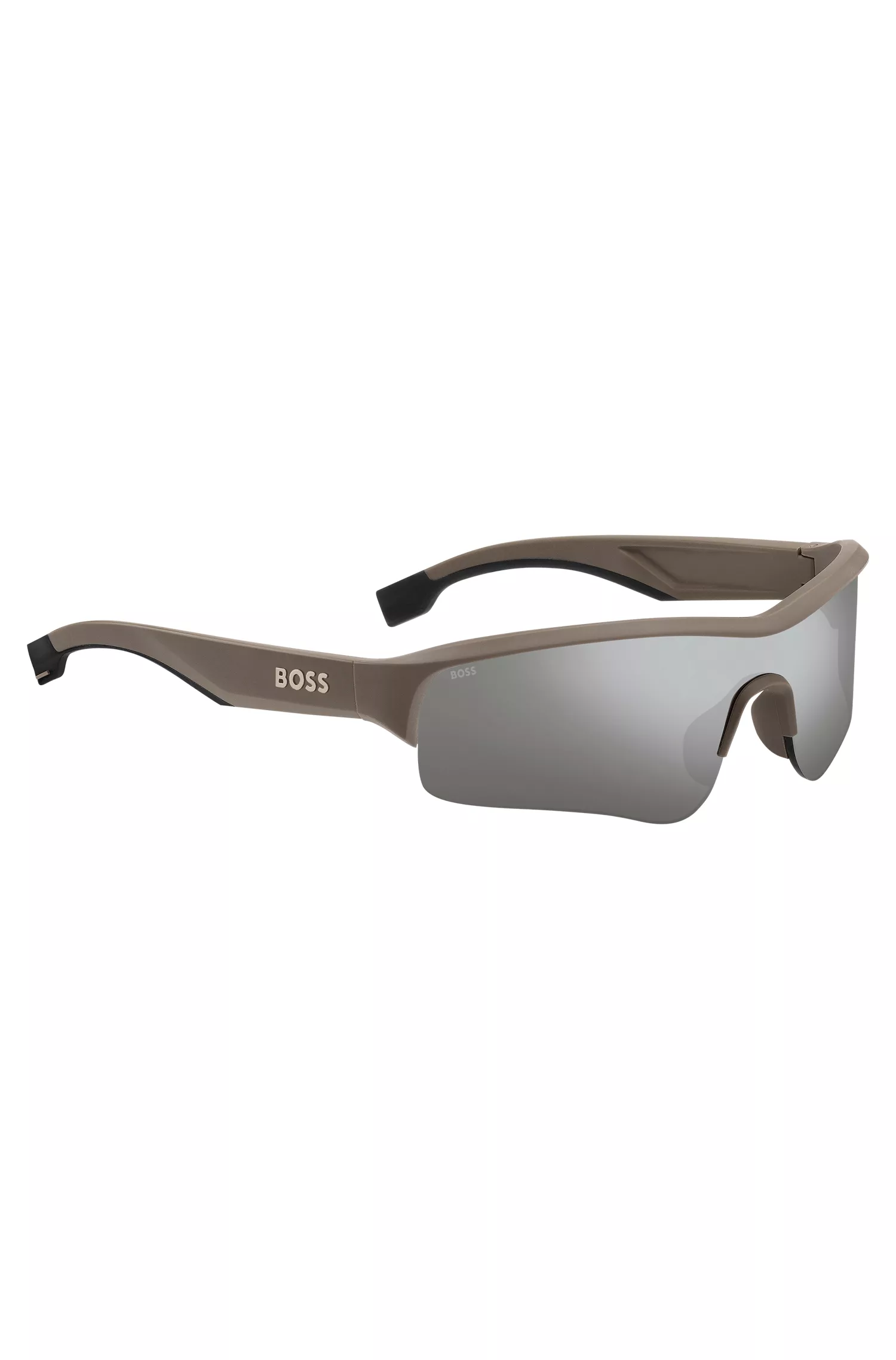 Óculos de sol espelhados BOSS Black-BOSS x Perfect Moment unissex com hastes personalizadas.