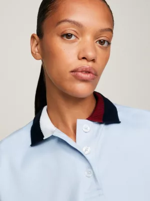 Polo cropped despojado com listras globais