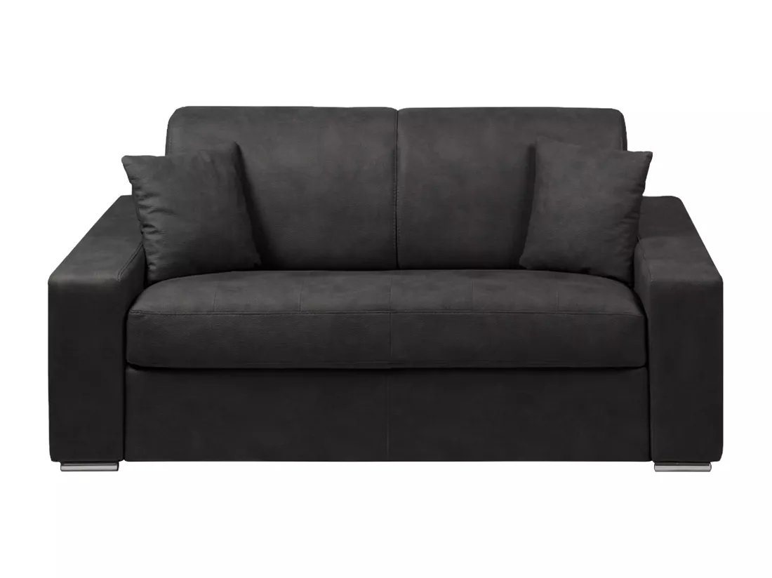 Canapé 2 places convertible express en tissu EMIR - Anthracite - Couchage 120 cm - Matelas 14 cm