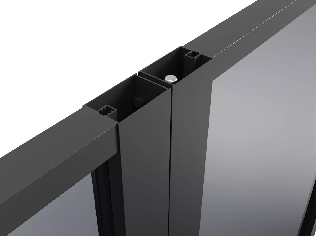 Bloc porte réversible à deux battants en aluminium et verre trempé fumé - 2 x H204 x L83 cm - Noir - LOXTON
