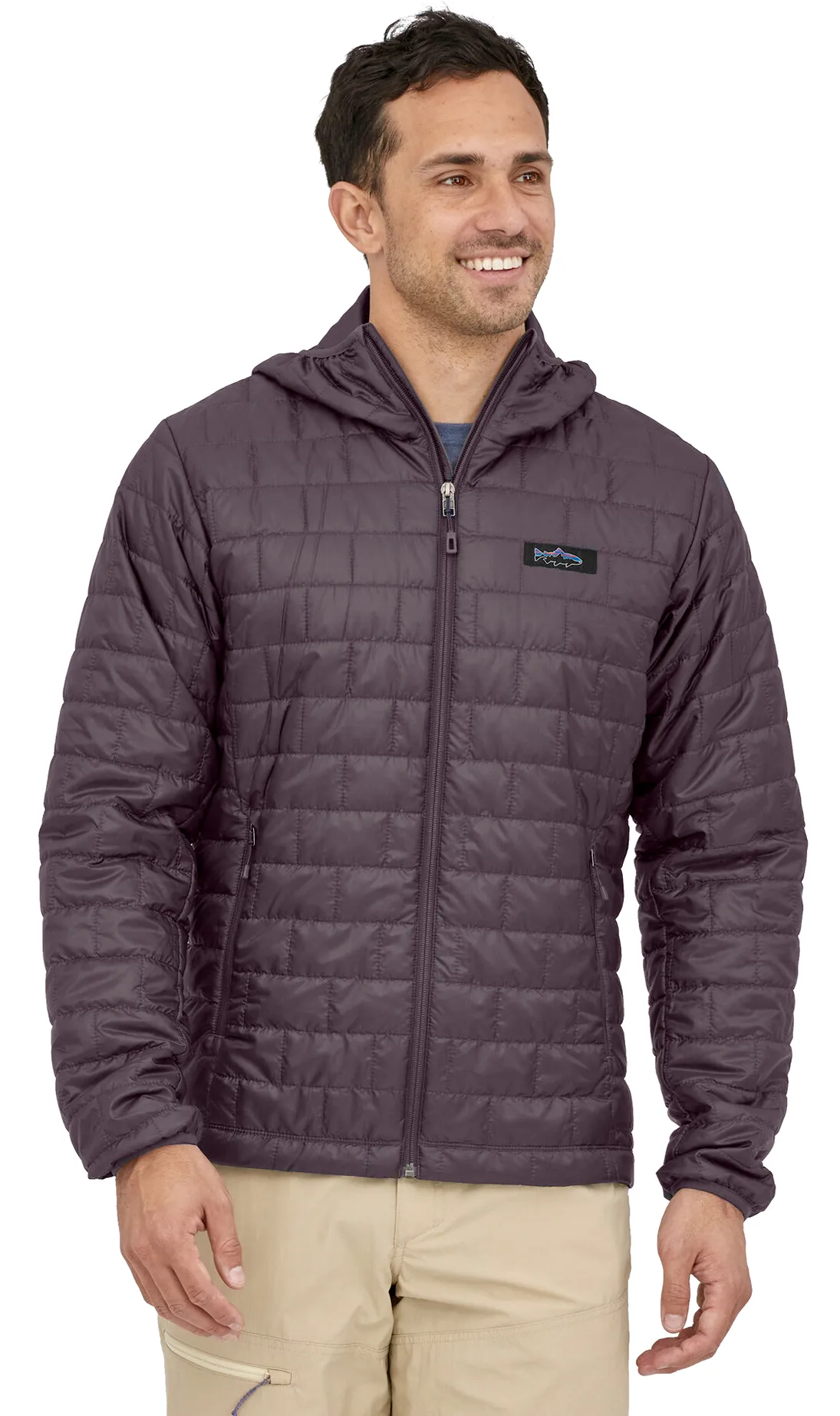 Patagonia M's Nano Puff Fitz Roy Trout Hoody Obsidian Plum