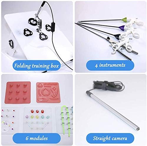 Laparoskopisch Trainer Box Ausbildung, Simulator Box, 4 Chirurgische Instrumente mit Eingesetzter HD-USB-Kamera mit 5 Trainingsmodulen,