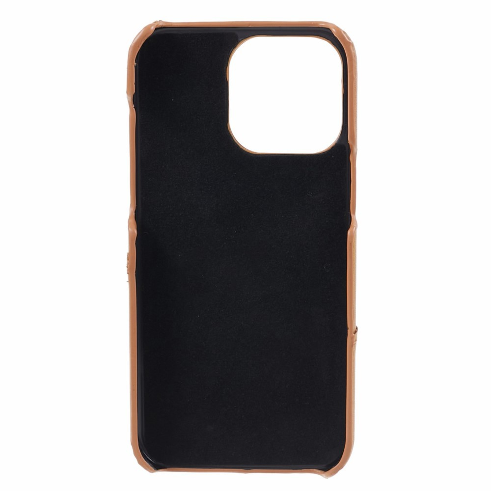 iPhone 15 Pro Leder Hülle Snap Case   Kartenfach - Hellbraun