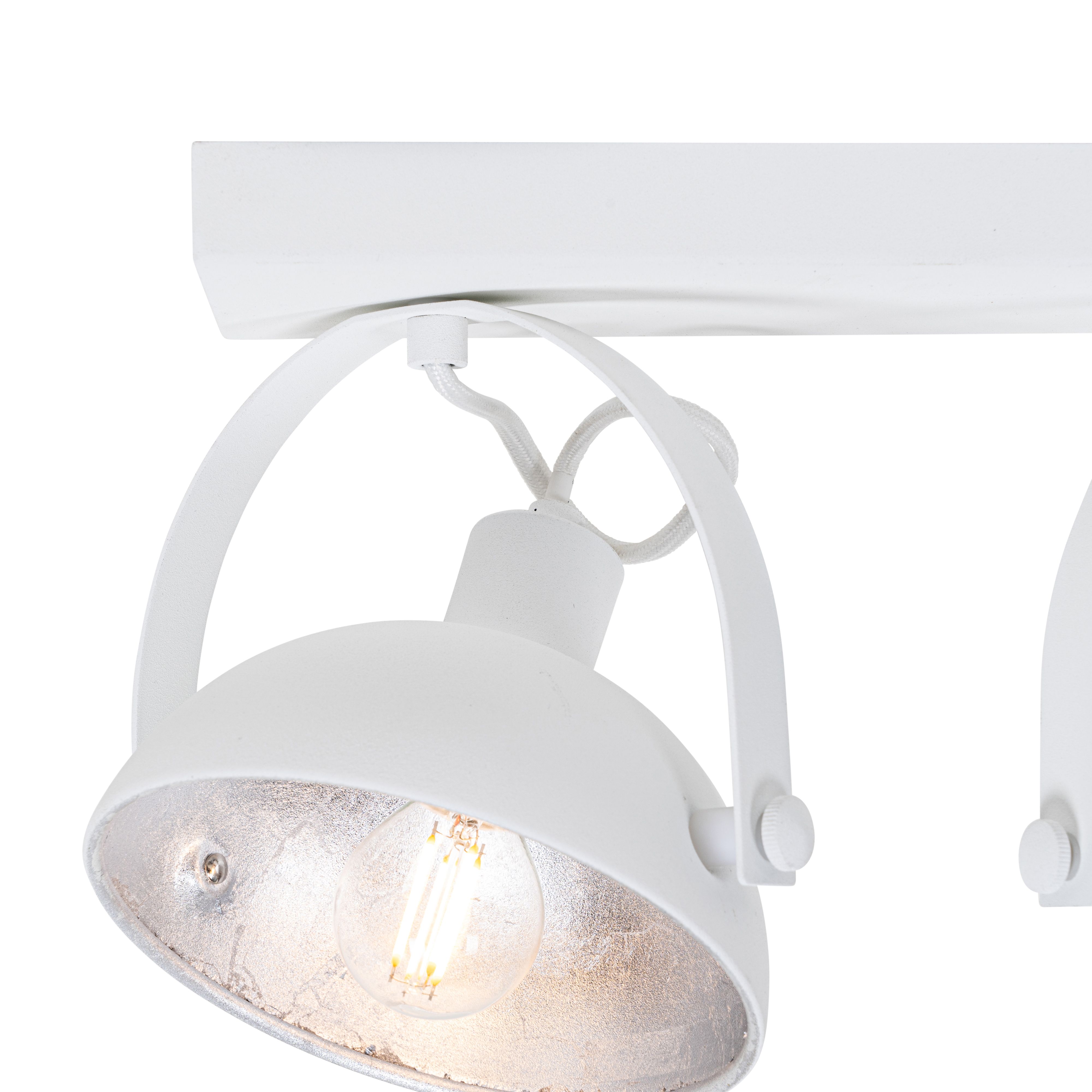 Industriële plafondlamp wit met zilver 3-lichts verstelbaar - Magnax