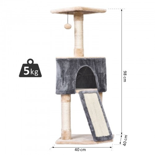 Arranhador para Gatos PawHut com Caverna, Cinza/Bege