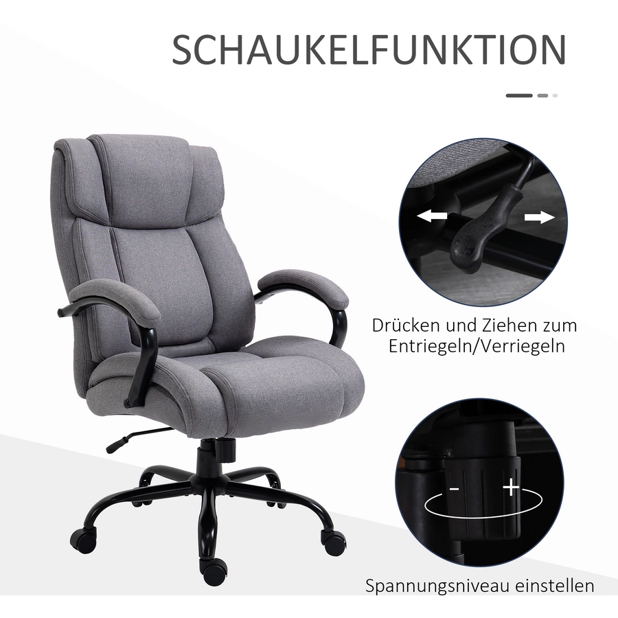HOMCOM Bürostuhl ergonomisch hellgrau