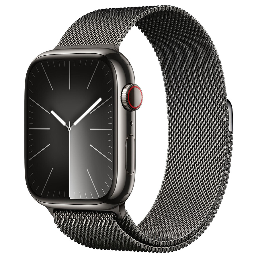 Apple Watch Series 9 GPS + Cellular - Acier Inoxydable Graphite - Bracelet Milanais - 45 mm