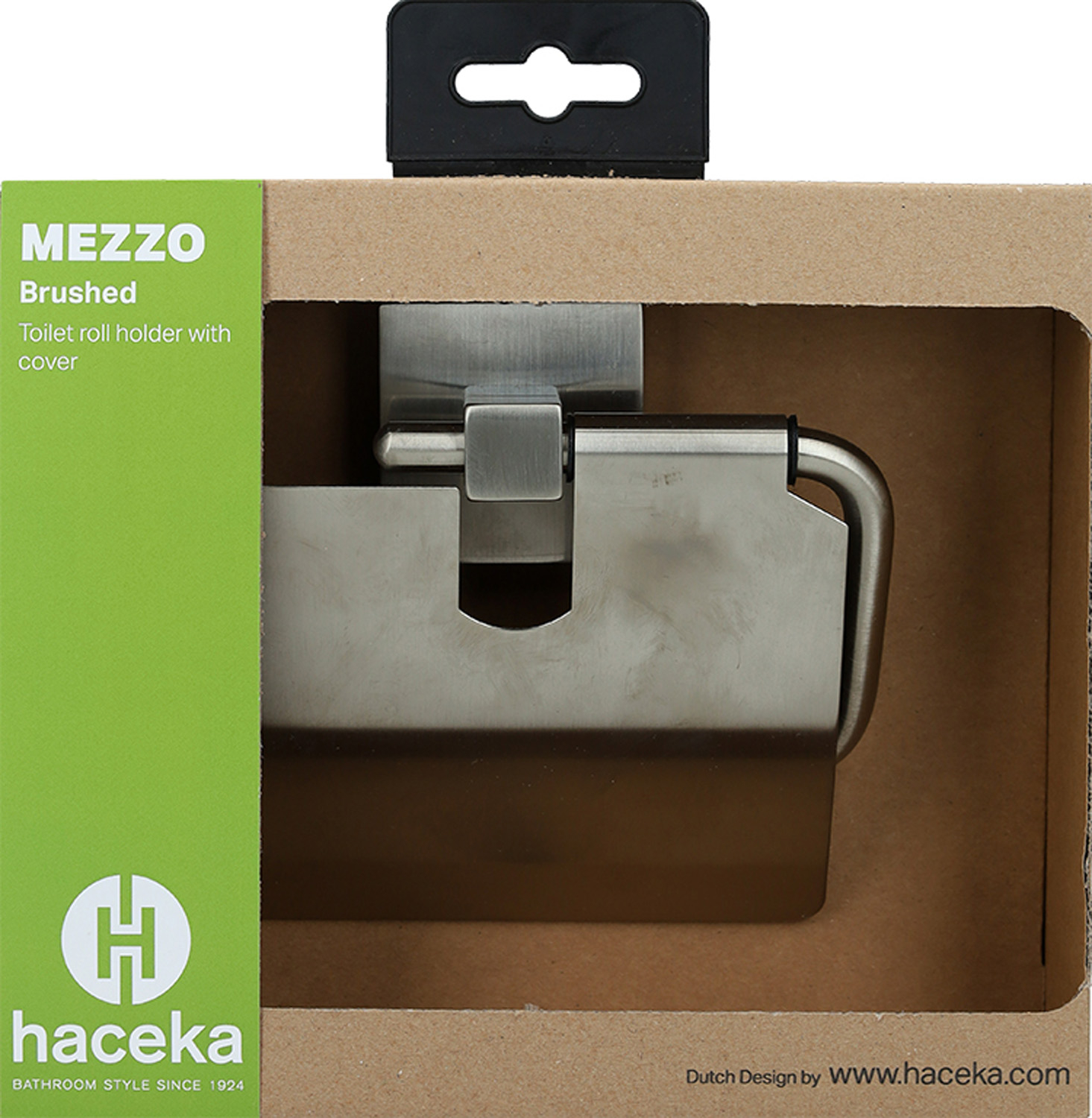 Haceka Mezzo toiletrolhouder met klep RVS-look