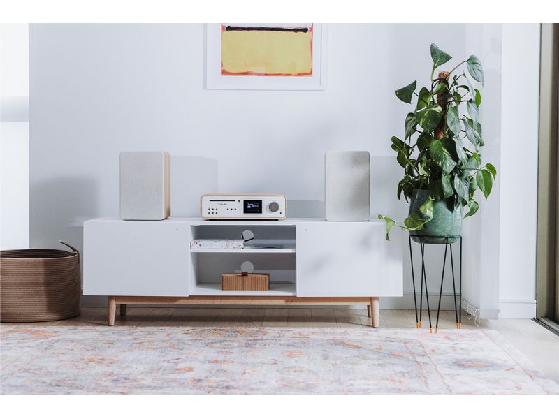 Pure Micro-HiFi Anlage Classic Stereo Eiche/Weiss Kräftige Stereo-Anlage mit 2 Lautsprechern