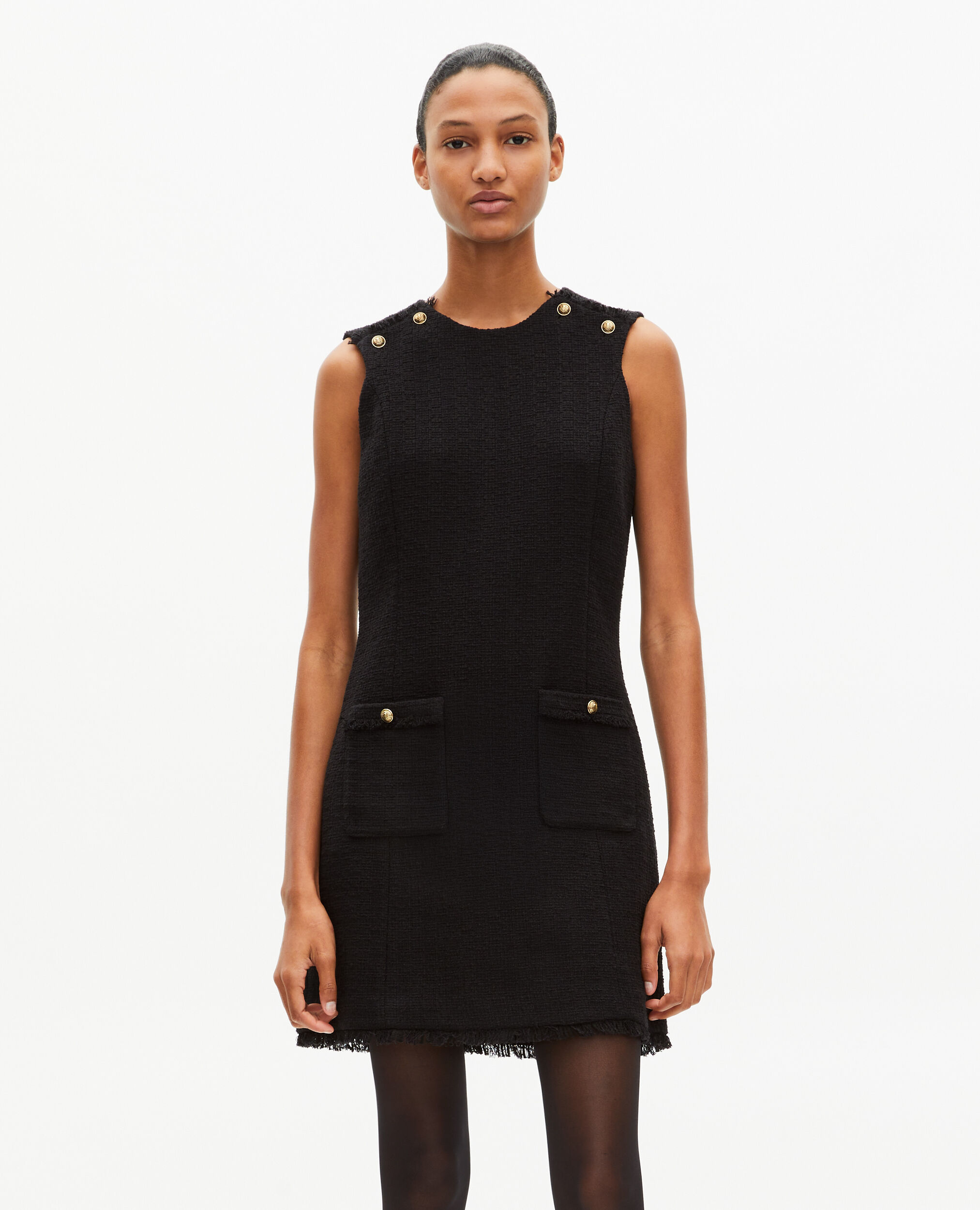 Robe courte en tweed noire