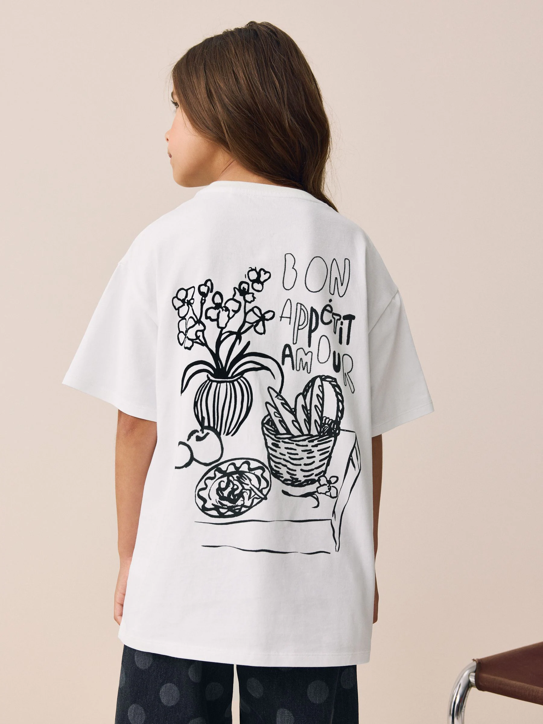 Witte vaas - Oversized T-shirt met grafische print (3-16jr)