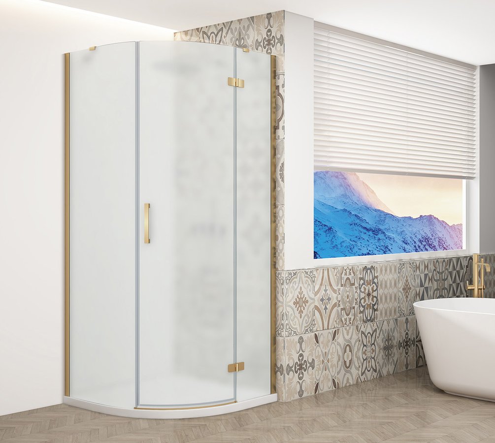 Gelco Trinity kwartronde douchecabine 90x90cm links mat glas goud