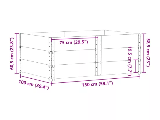Jardinière bac lit surélevé bois marron 150 x 100 x 60.5 cm 02_0037419