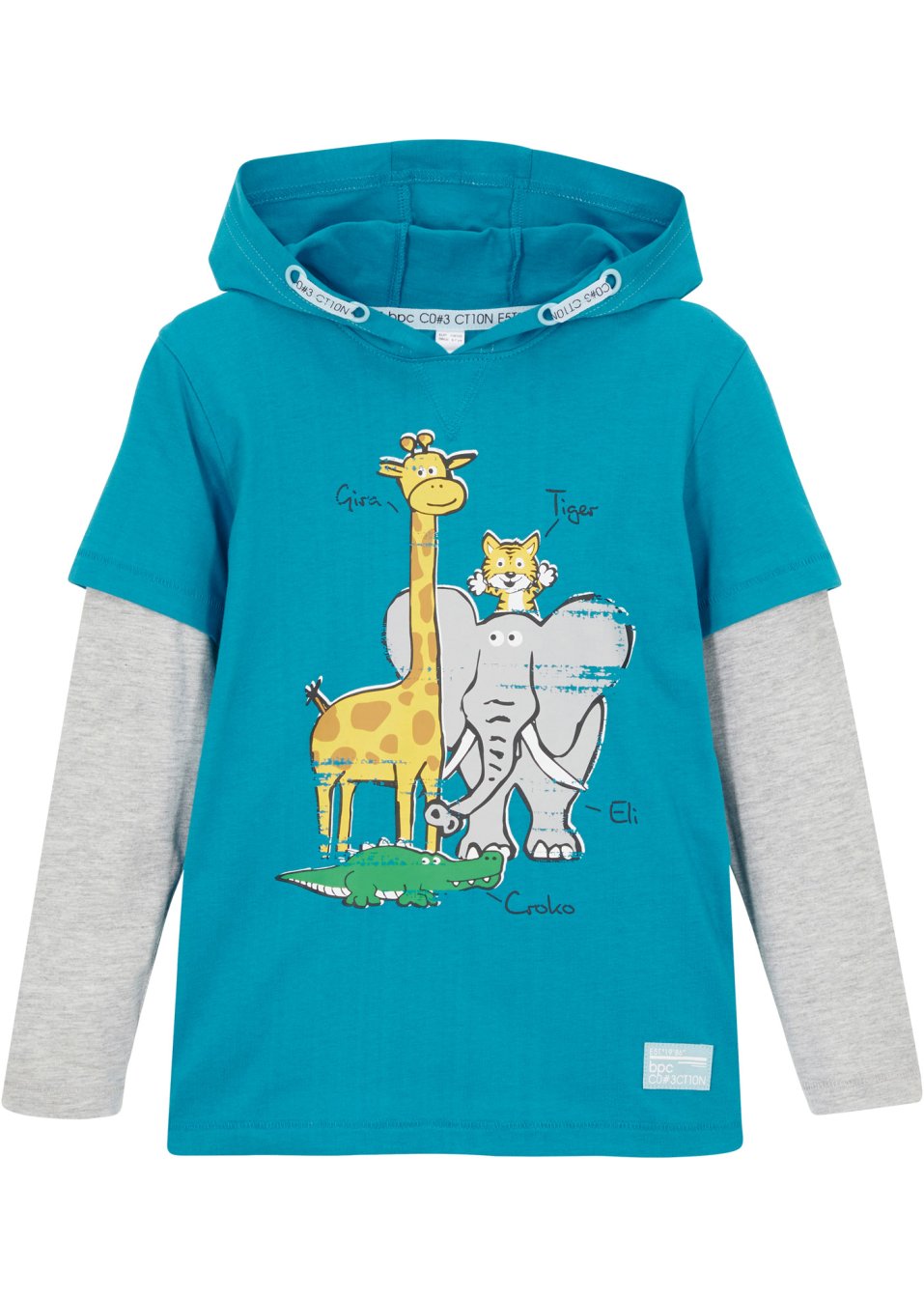 T-shirt double épaisseur à capuche garçon, coton