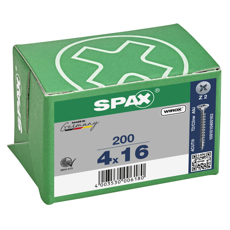Spax universele schroeven platkop voldraad 4x16mm PZ2