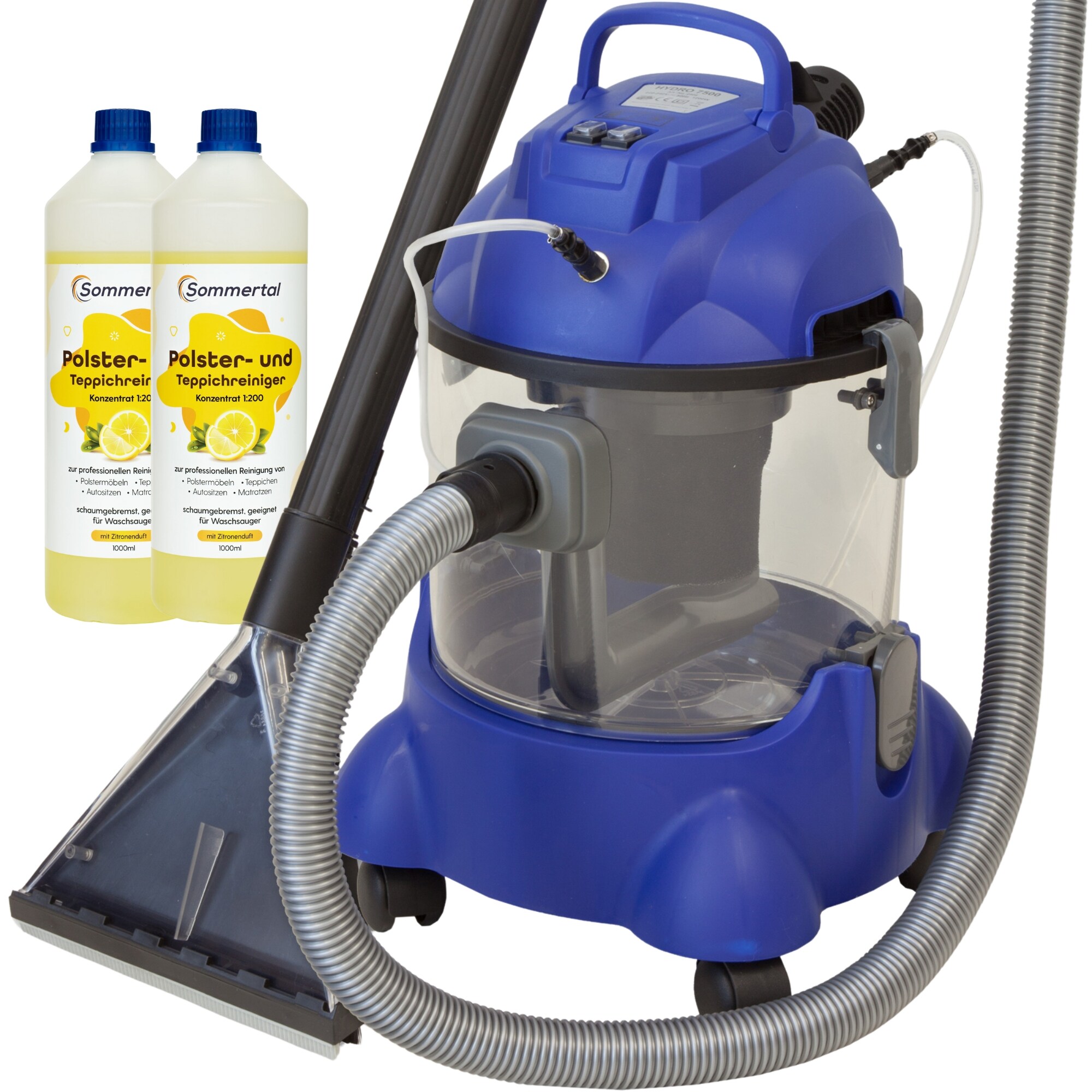 ALBATROS Waschsauger Polster Hydro 7500 + 2l Reinigungs-Shampoo - 4in1 Polsterreiniger, Beutellos + Teppich-Reinigungsmaschine, 5-TLG Komplett-Set, Vergleichssieger Note: Sehr Gut (09/2020)