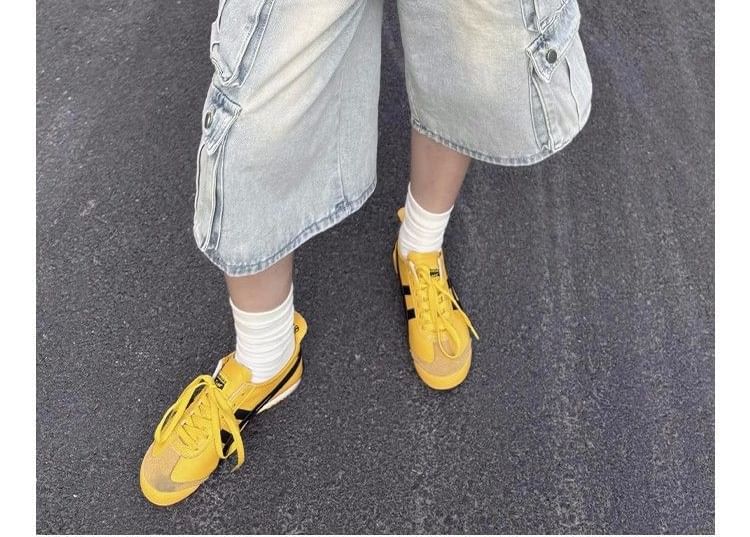Striinkie - Hoge taille gewassen wijde cargo denim jorts