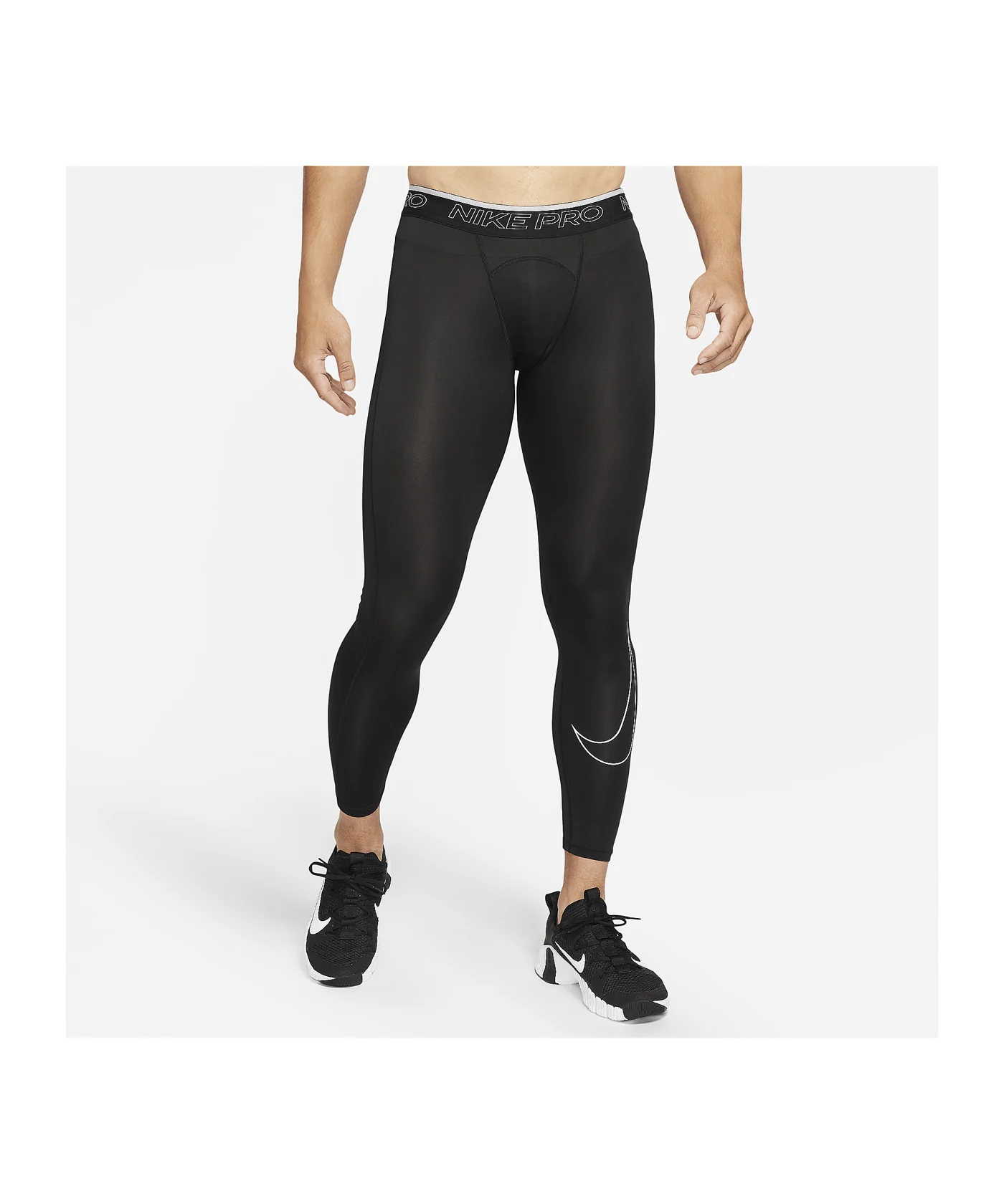 Nike Pro Tight Lang Schwarz Weiss F010