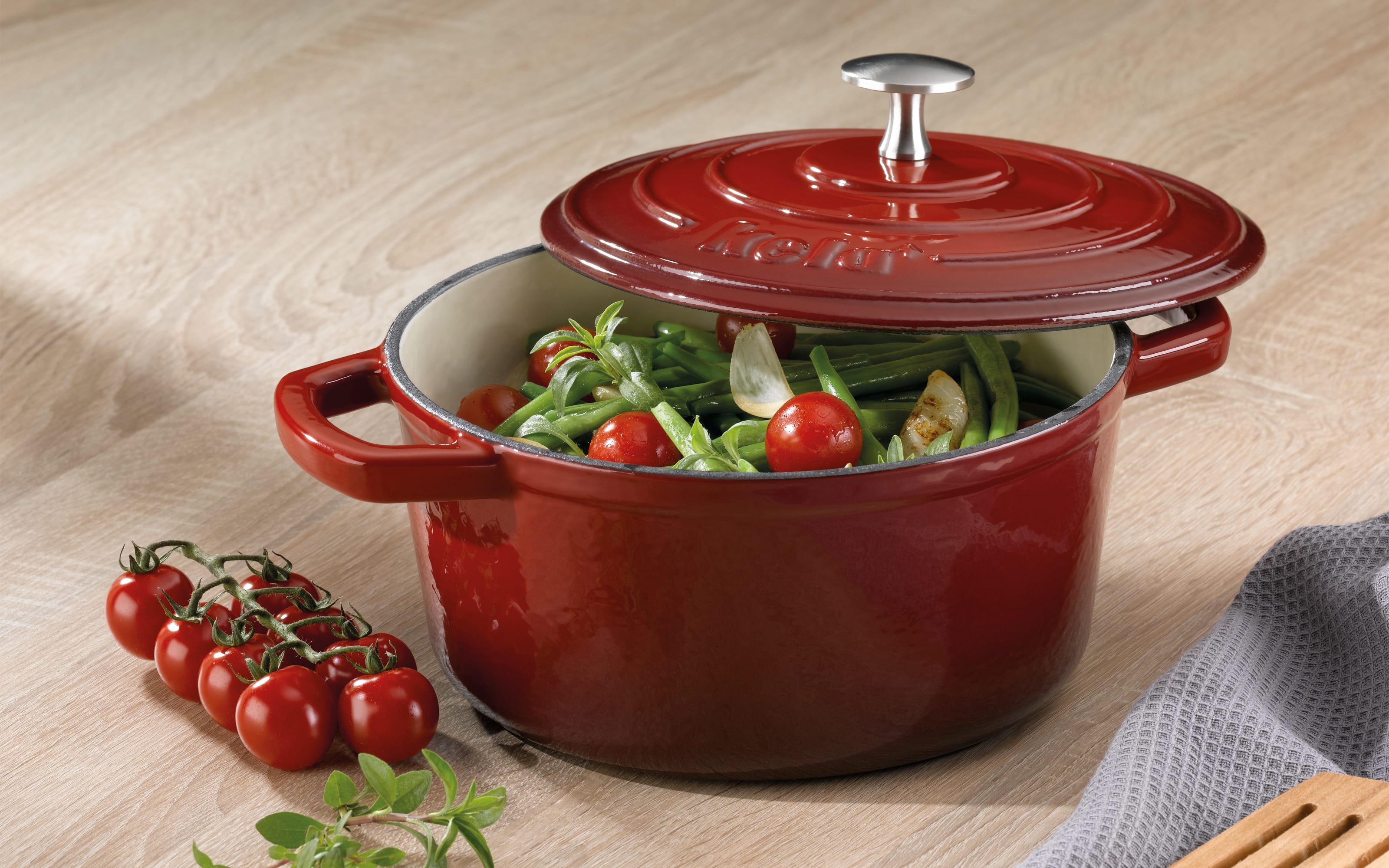 Bräter Calido in rot/rund, 4 l