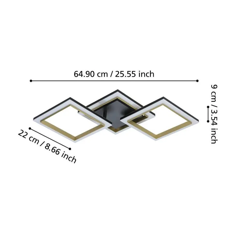 EGLO Calliera Plafonnière - LED - Kunststof - Zwart/Goud/Wit