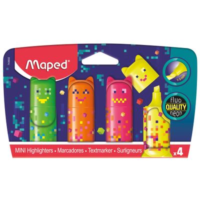 Maped Pixel Party - Pochette de 4 surligneurs de poche