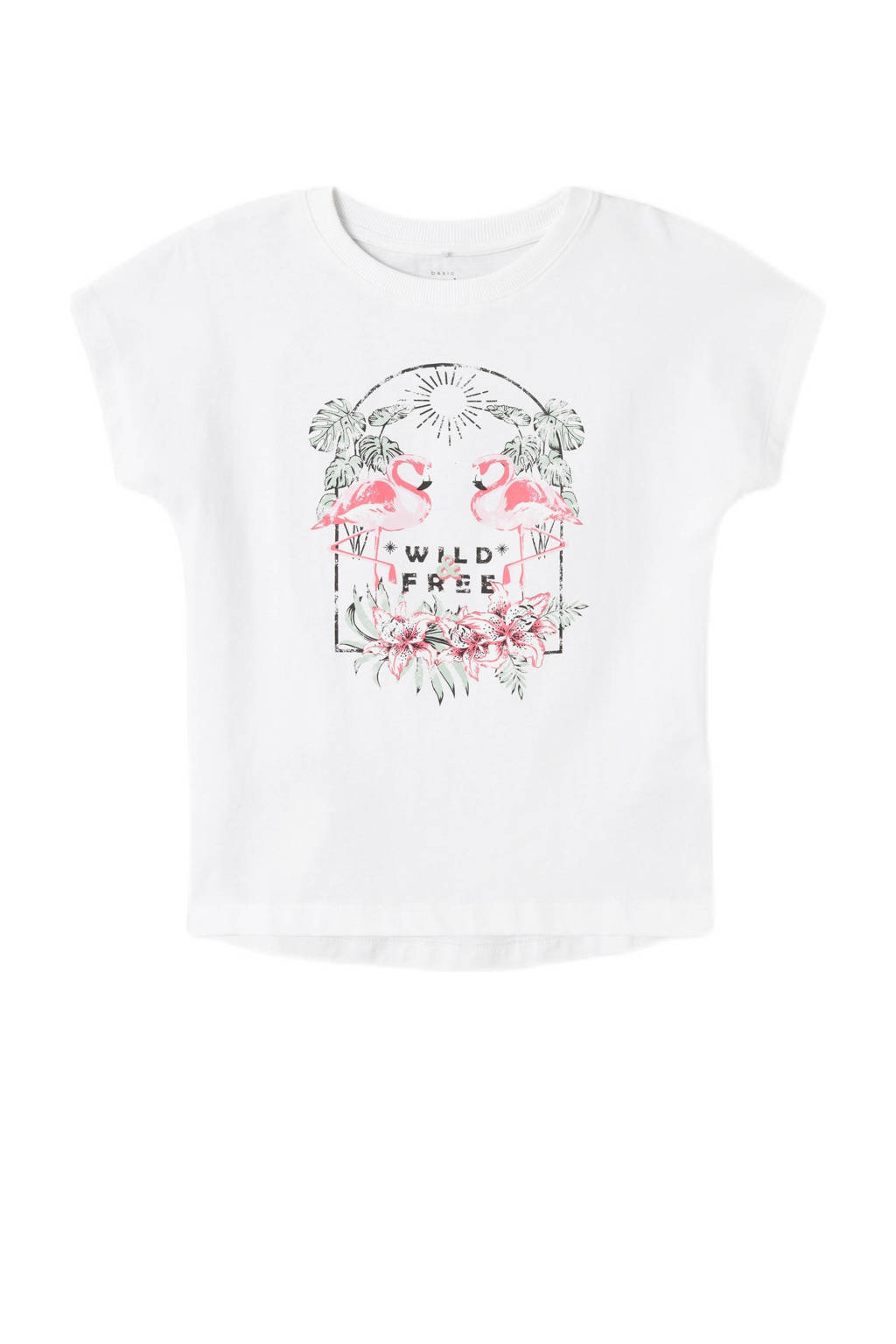 NAME IT T-shirt NKFVARNA met printopdruk wit/roze