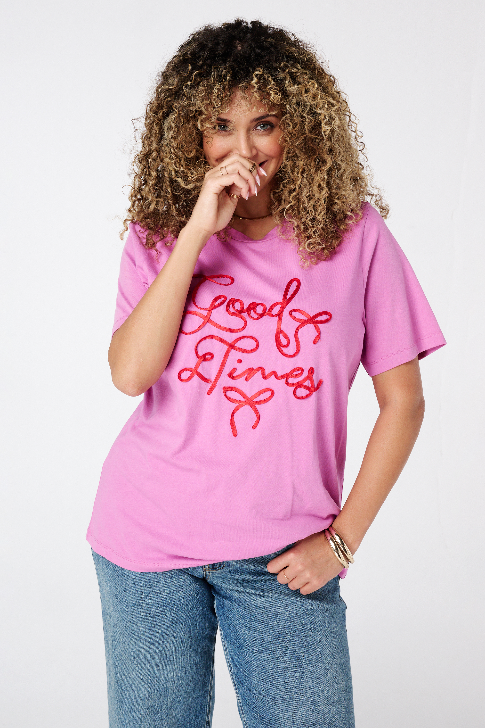 T-shirt met print Pink