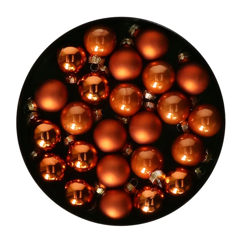 Othmar Decorations Kerstballen - glas - 24x -mandarijn - 2,5cm