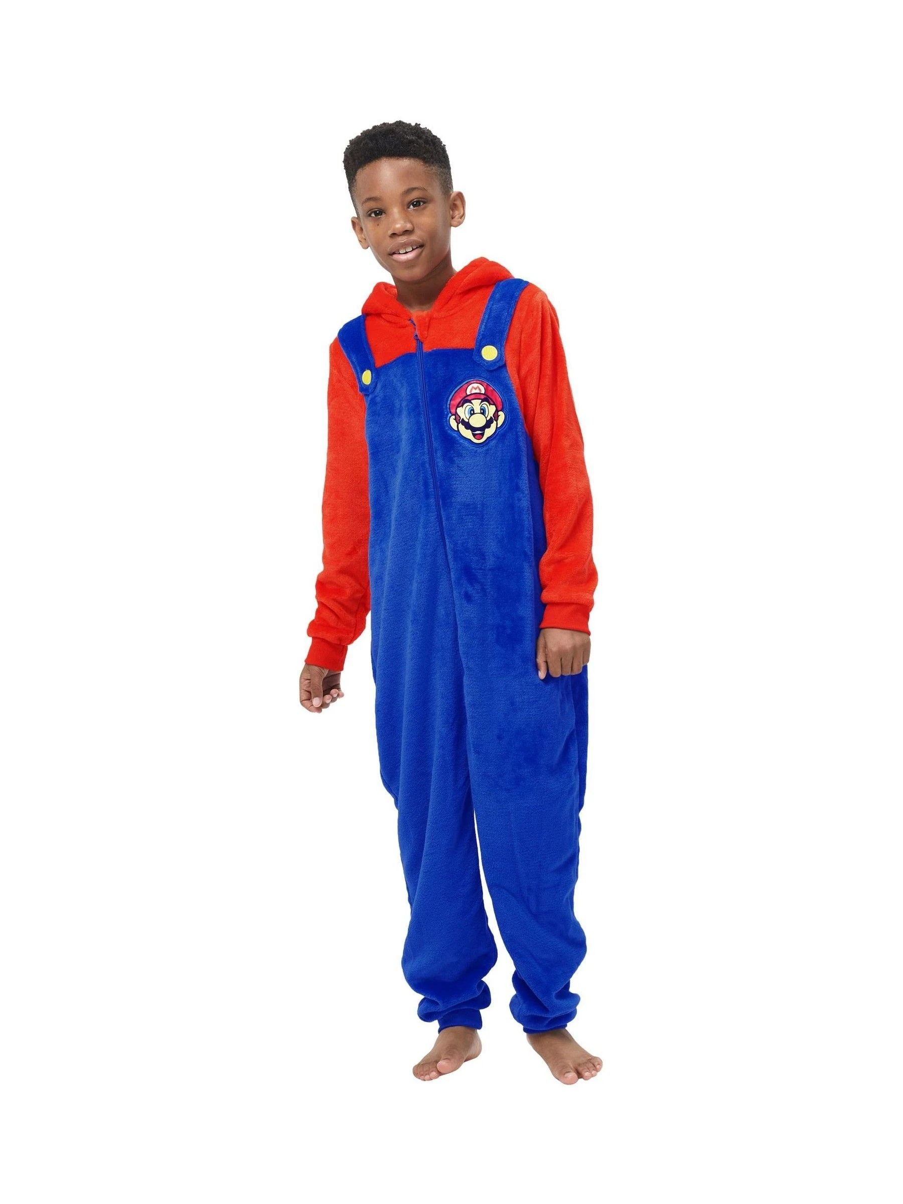 Super Mario-personage fleece All-in-one Met capuchon