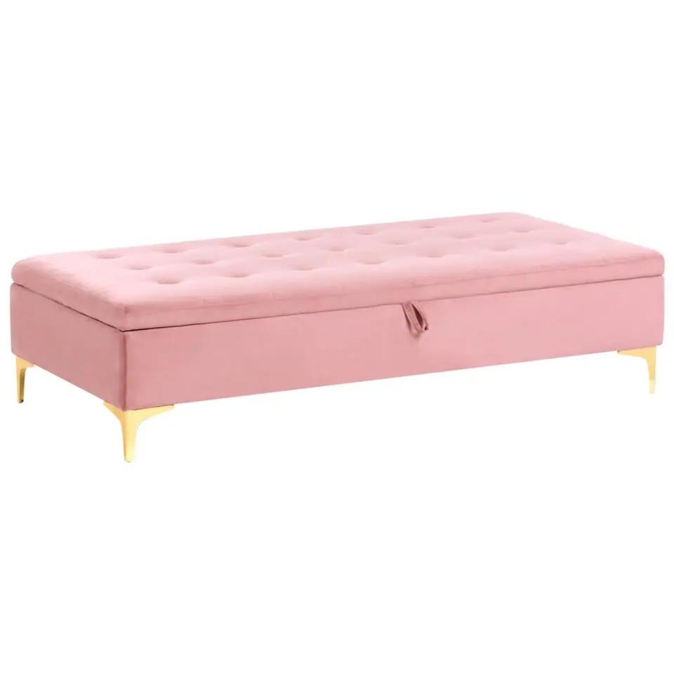 ABERDEEN - Ottomaan met opbergruimte - Roze - Fluweel