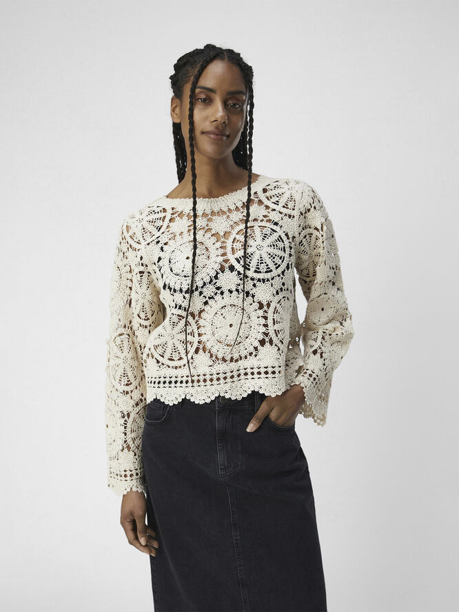 Object OBJPETRA L/S KNIT PULLOVER 132 Sandshell