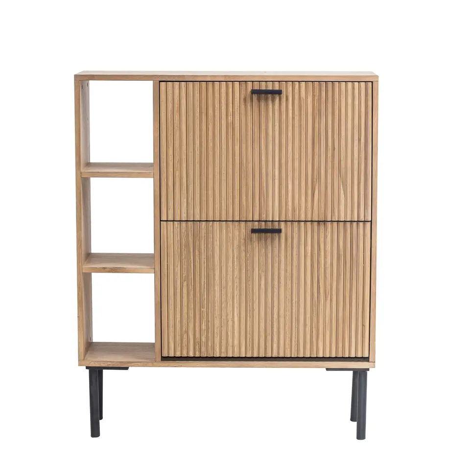 Schoenenkast met 2 laden van hout en metaal