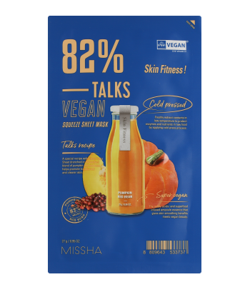 Missha Talks Vegan Squeeze Sheet Mask Skin Fitness! Pumpkin/Red Bean 27g