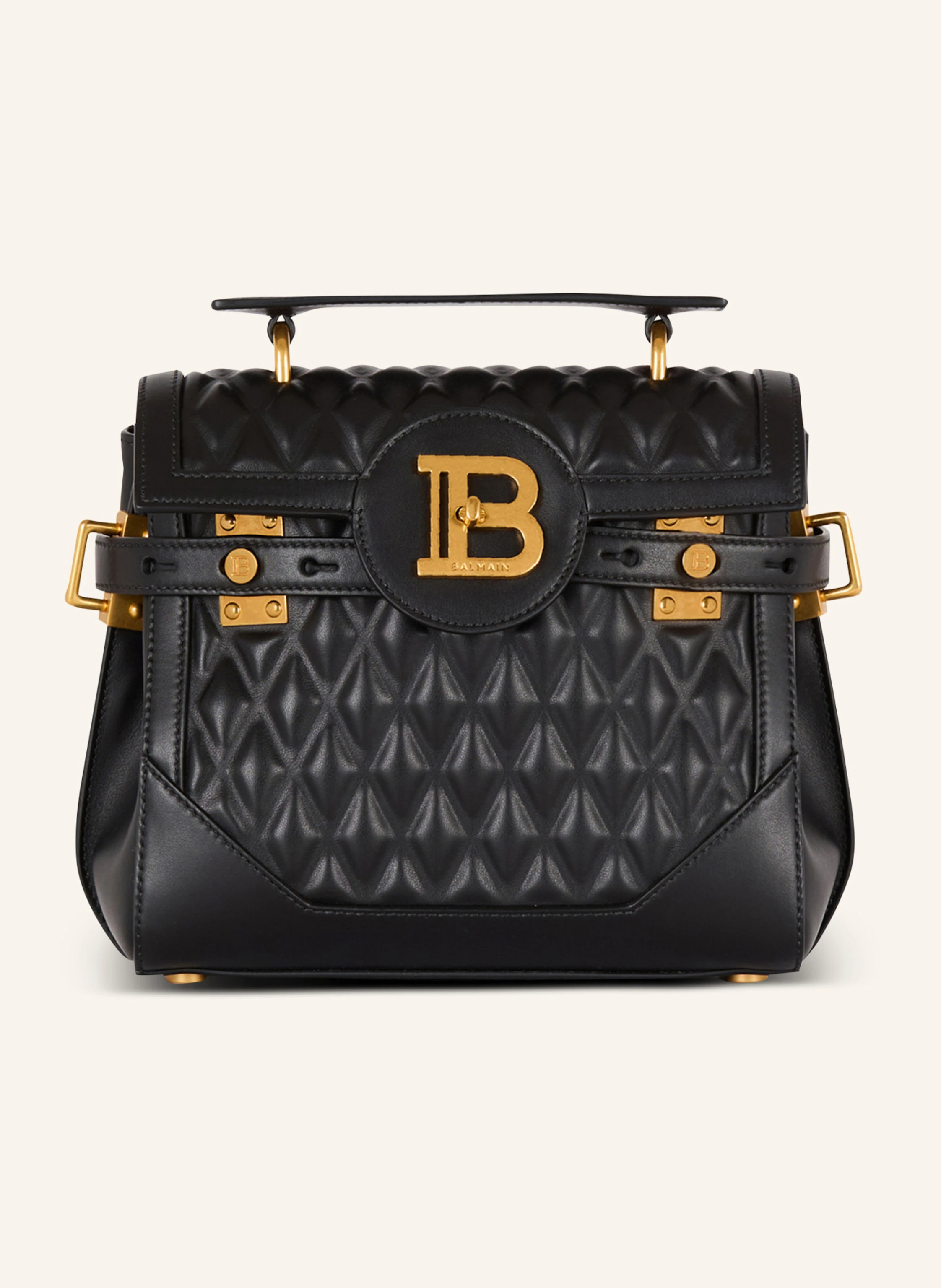 BALMAIN Tasche B-Buzz 23 aus gestepptem Kalbsleder mit Diamond-Muster