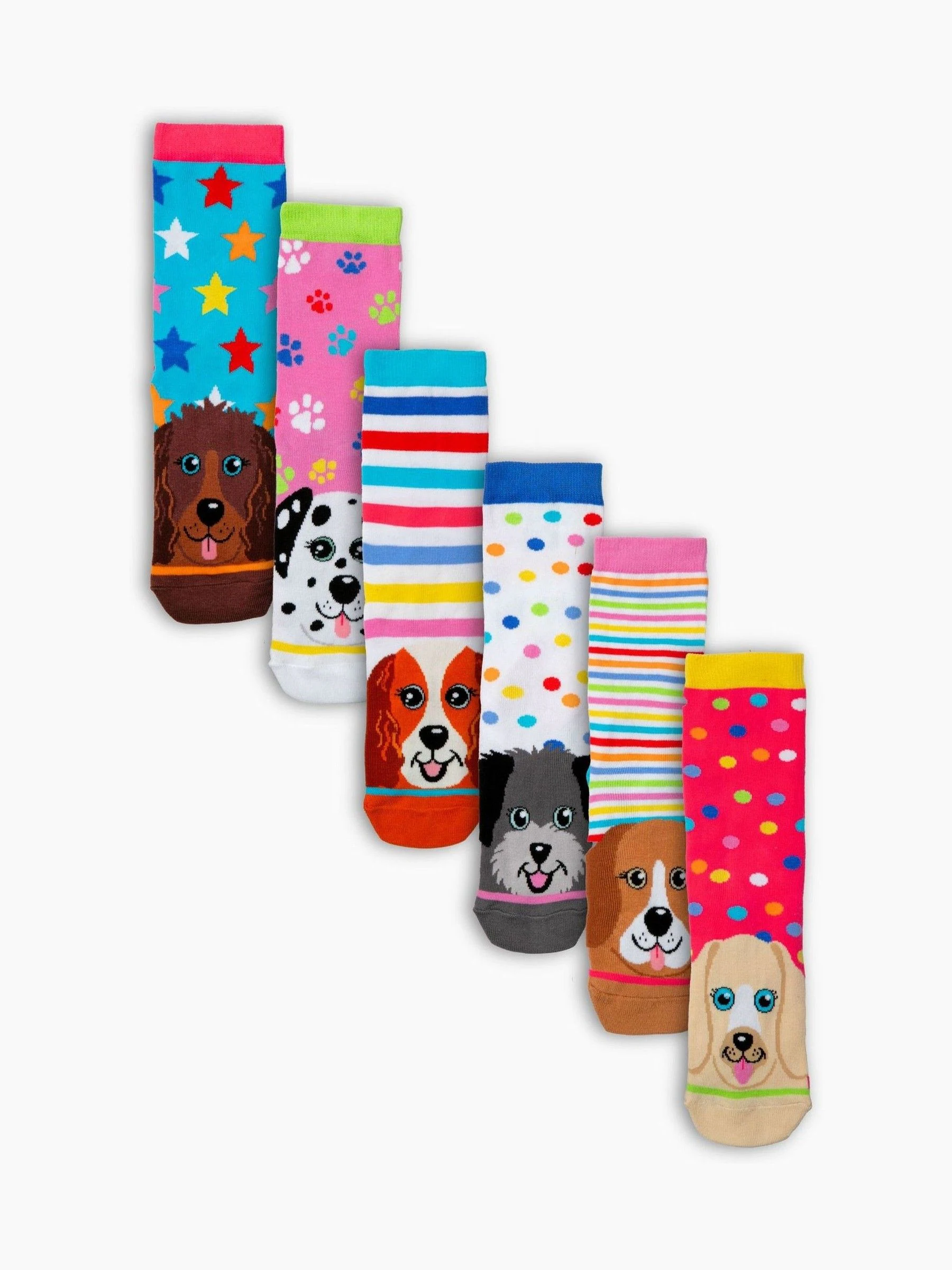 United Odd Socks Pup Stars Girls Socks 6 pack