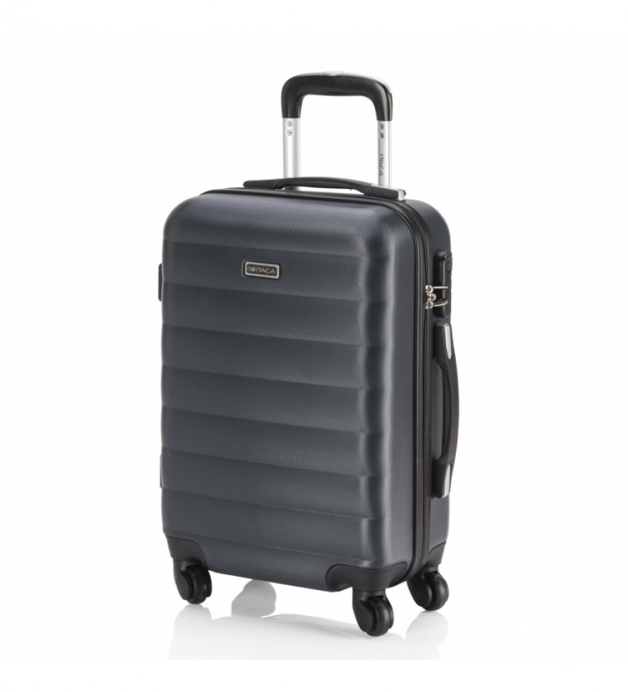 Mala de cabine rígida ITACA com 4 rodas, modelo com rodinhas, cor antracite, modelo 71250 - 55 x 38 x 20 cm -