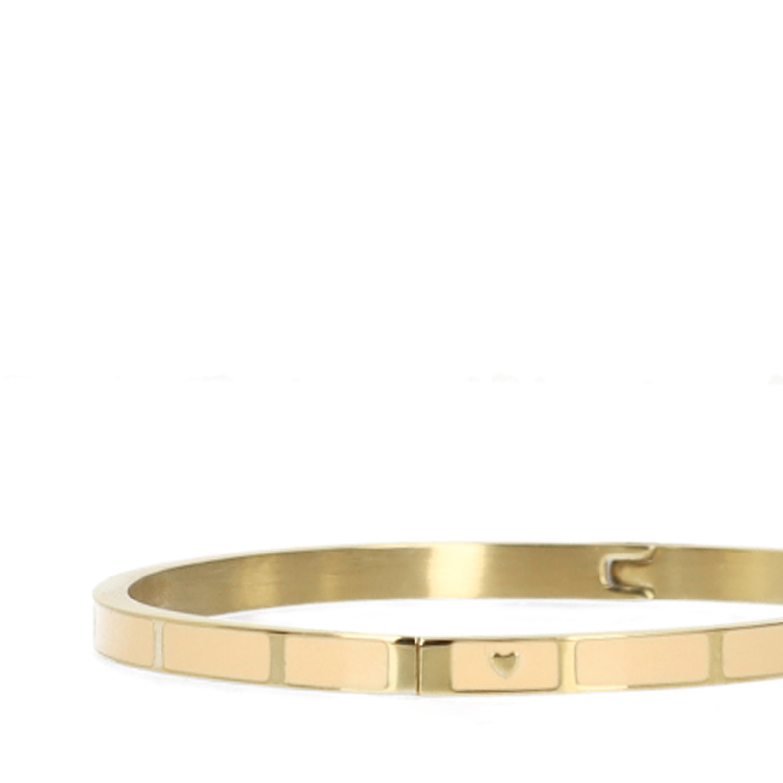 Gouden stalen armband met roze details