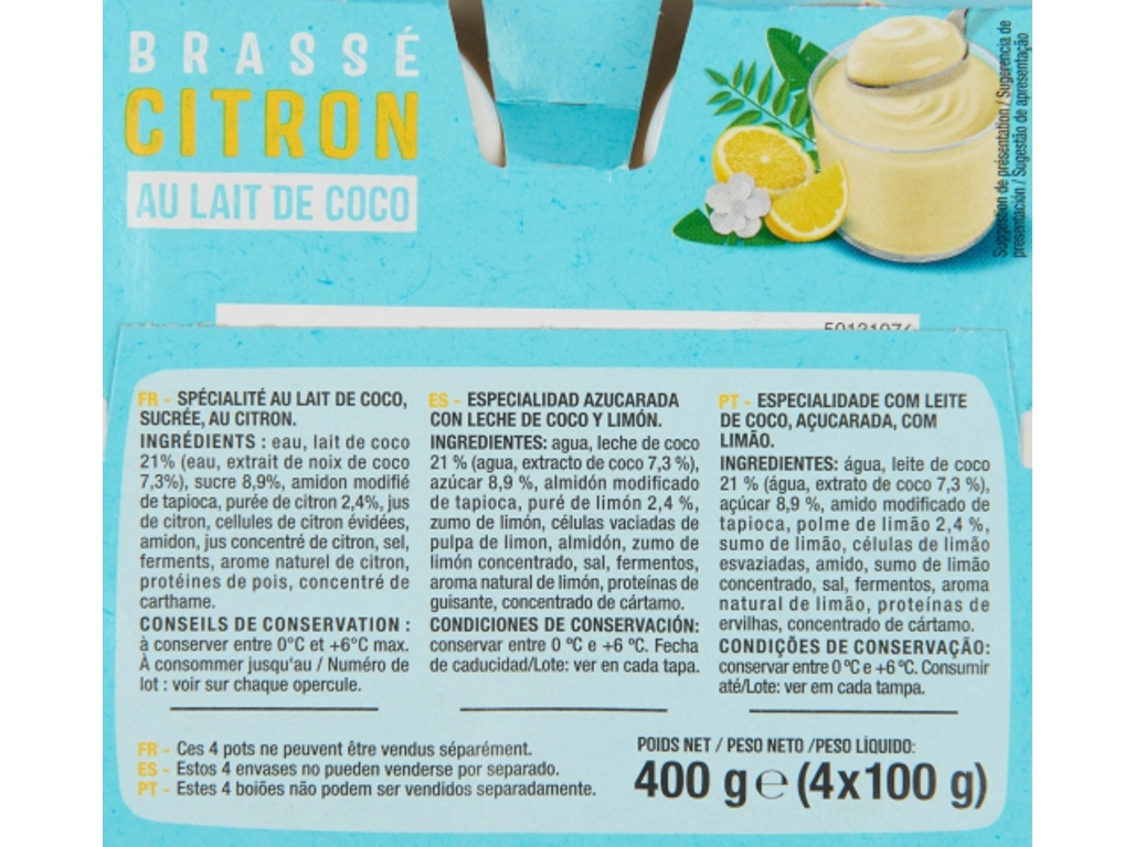 COCOGURTE AUCHAN LIMÃO 4X100G