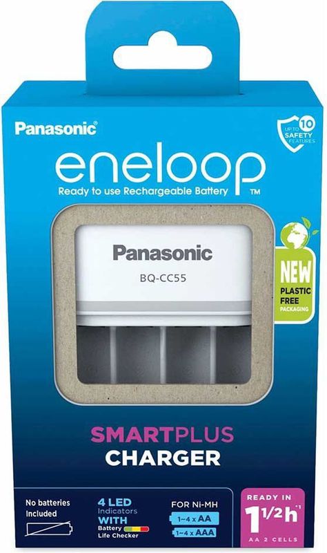 Panasonic Eneloop Smart en Snelle Oplader (BQ-CC55E) - wit