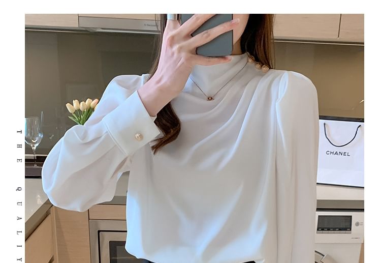 Superduper - Blouse met lange mouwen en col
