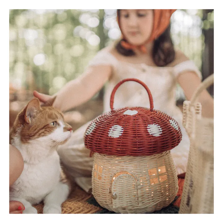 Olli Ella Panier Champignon en rotin | Rouge