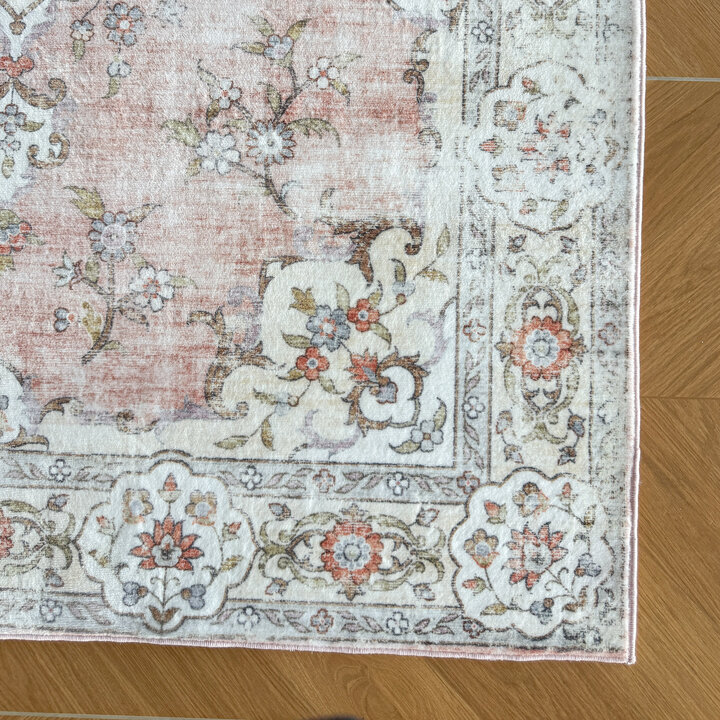 Vintage vloerkleed - Ember Medaillon Roze | OEKO-TEX & Wasbaar