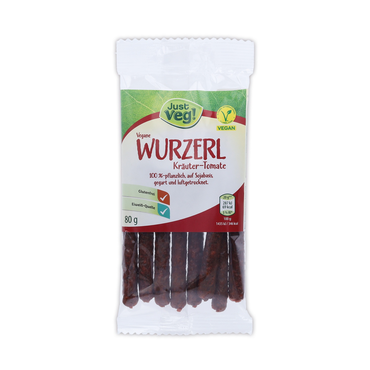 JUST VEG! Vegane Kaminwurzerl, Kräuter-Tomate 80 g
