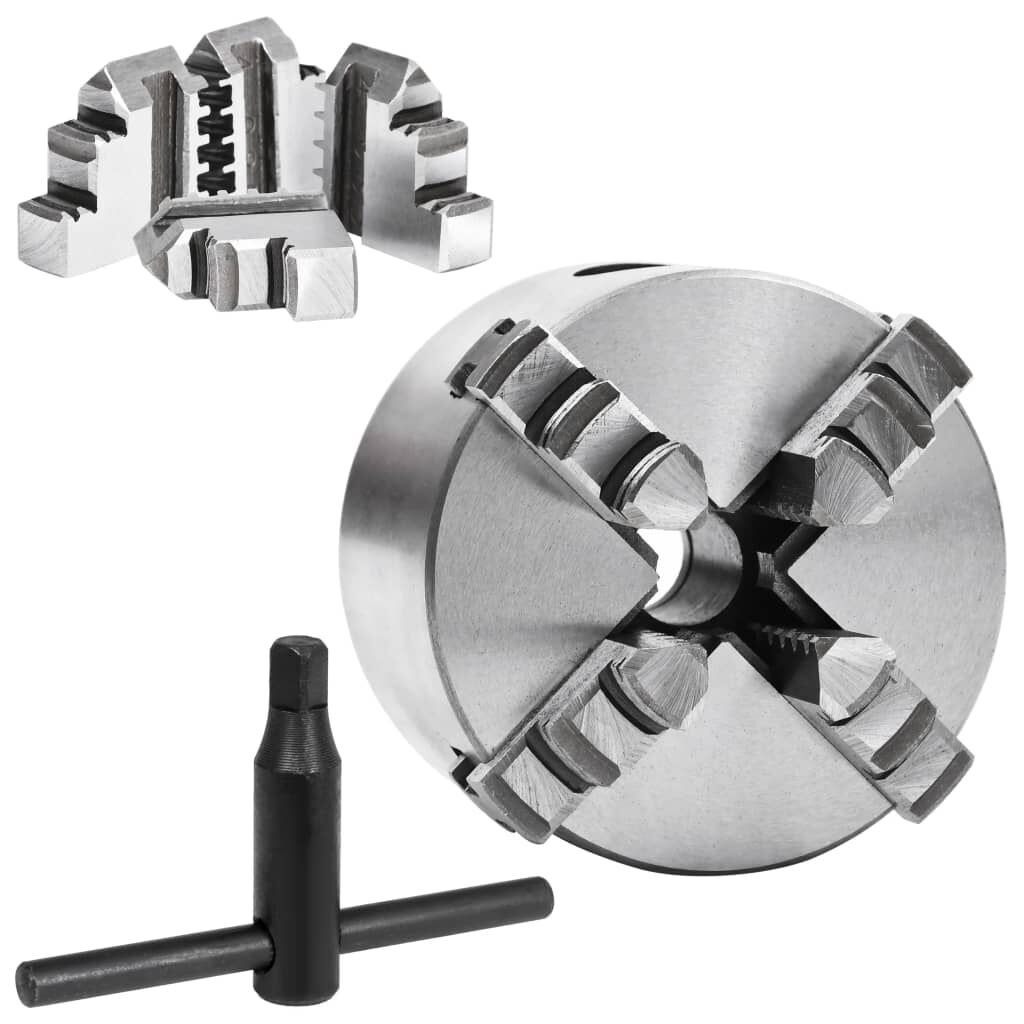 vidaXL Zelfcentrerende draaibankklauwplaat, 4 klauwen, 80 mm, staal