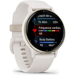 Montre connectée Garmin Vivoactive 5, Cream Gold avec bracelet ivoire
