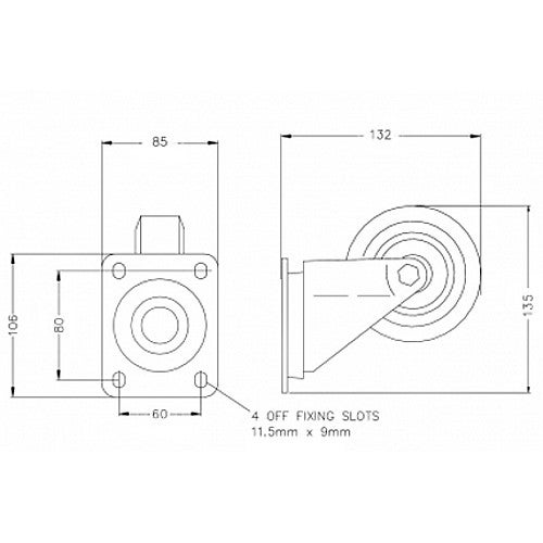 Penn Elcom zwenkwiel met rem 100 mm